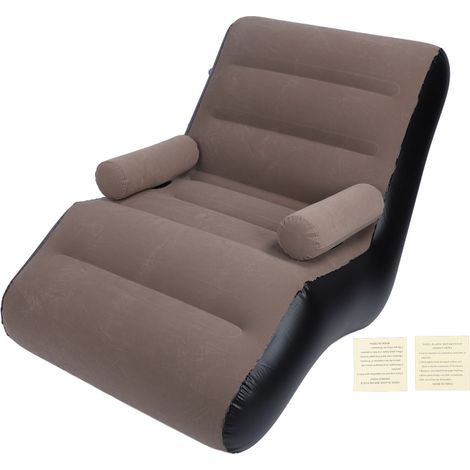 Canapé Gonflable Ergonomique en S, Revêtement Flocké Doux, Structure PVC Stable, Portable pour Salon Bureau Voyage, 140x85x80cm (1/5)