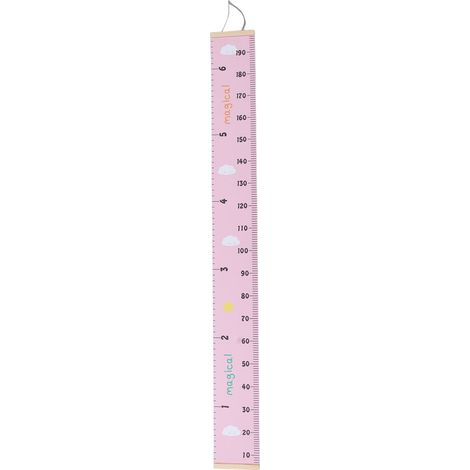 Tableau de croissance enfant, toise murale en toile amovible, règle de hauteur précise pour bébé, décoration murale rose nuage (1/5)