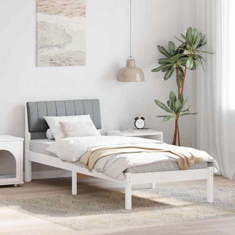 Cadre de lit-Structure de lit Blanc et gris clair 75 x 190 cm Bois massif en pin 496777 (1/5)