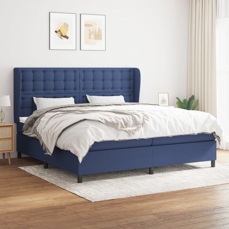 Lit à sommier tapissier avec matelas - Cadre De Lit Moderne: King Size - Lit Double - Bleu 200x200 cm Tissu Chic-415307 (1/5)