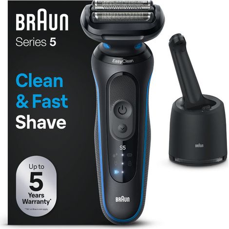 Braun 52-B7000CC Series 5 Rasoio elettrico a lamina con tecnologia EasyClean testina 1 pezzo autonomia 50 min colore Nero