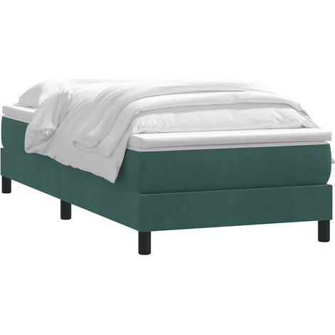 Cama box spring con colchón terciopelo verde oscuro 80x220 cm vidaXL (1/4)