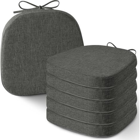 Lot de 6 Coussin, Épaisseur 5 cm, Antidérapant, Cordon, Polyester, Pour Chaise Métal (1/5)