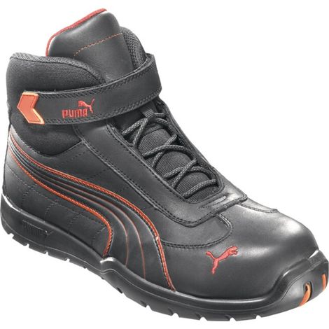 [NEUWERTIG] B-Ware Puma Sicherheitsstiefel Arbeitsschuhe Daytona Mid Schwarz Rot Leder S3 Hro Src