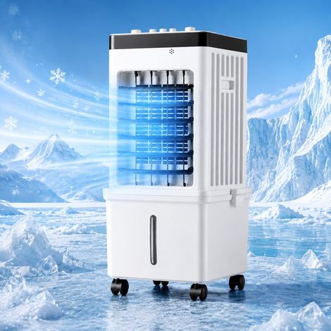 Rafraîchisseur d'air par évaporation 15L pour maison – Ventilateur refroidissant 3 vitesses, 4 pains de glace, réservoir d'eau amovible (1/5)