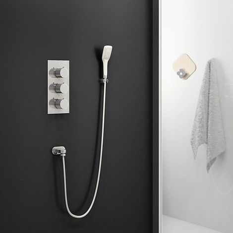 Crochets de luxe, sans perçage, adhésif puissant, pour entrées, clés, salle de bain, porte-serviettes et patères, blanc cassé. (1/3)