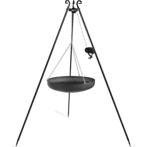 Wok suspendu sur trépied, acier naturel, manivelle inclue, CookKing, 111021 (1/5)