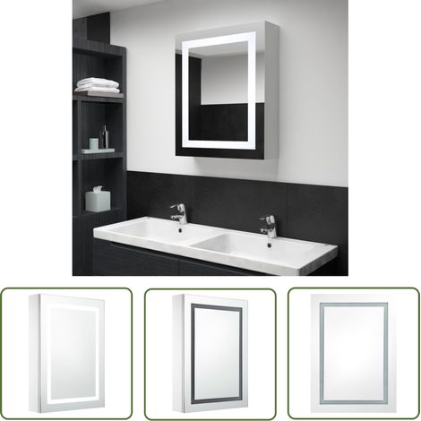Armoire murale de salle de bain à miroir à LED Contemporain - Placard de Rangement - 50x13x70 cm Chic-269675 (1/5)