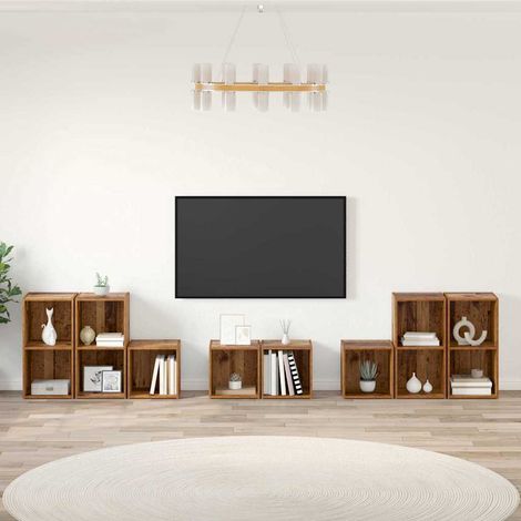TV-Schrank Set Wandmontiert 8 pcs Altholz Holzwerkstoff