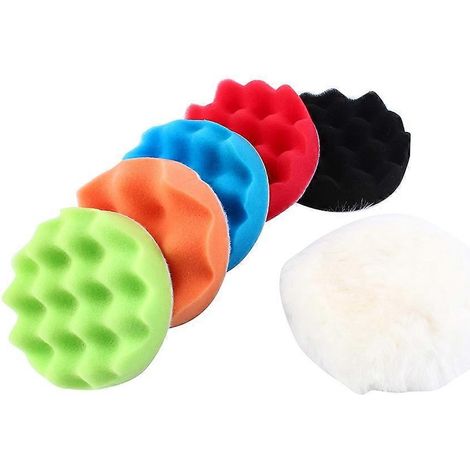 Kit de 7 tampons de polissage en éponge de 12,7 cm (5 pouces) pour polisseuse de voiture avec adaptateur pour perceuse M14 (1/2)