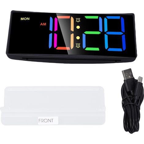 Réveil Digital LED Double Alarme Noir, Fonction Snooze, Lumière Nocturne, Volume Réglable, Port USB, Affichage 12/24H (1/5)