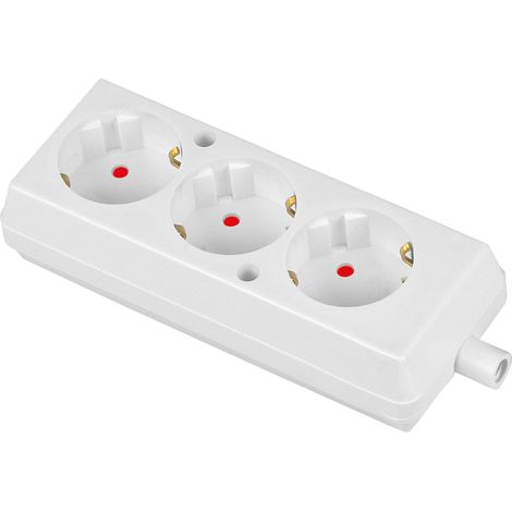 Presa tripla portatile 3X Schuko con messa a terra, staccabile, bianca