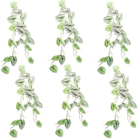 6 x 120cm Artificial Hanging Trailing Plant Alocasia Dragon Scale Light (1/5)