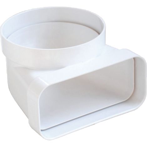 CURVA VERTICALE PER AERAZIONE CANALIZZATA DA TUBO TONDO A RETTANGOLARE mm. 125/150x70, col. Bianco
