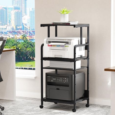 4-Tier Rolling Printer Stand with Adjustable Shelf Storage Cart for Office Use, 3D Printers and Heat Press Machines (1/5)