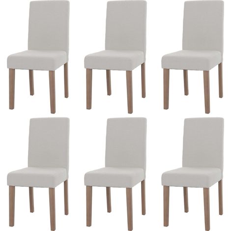 Set 6x sedie Littau tessuto bouclè soggiorno cucina sala da pranzo 90x42x50cm legno avorio