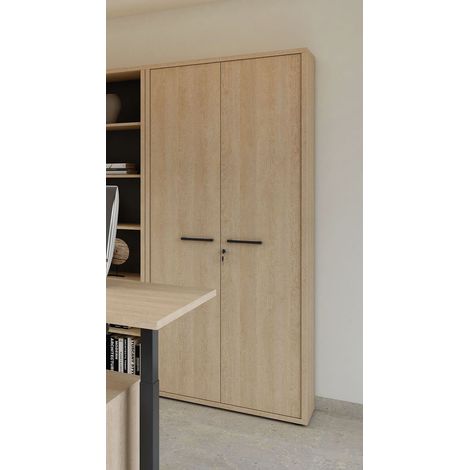 Armoire haute de bureau contemporaine chêne sable Lexos (1/5)