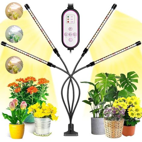 Lampe pour Plantes, 2020 Nouvelle 80 LEDs 4 Heads Lampe de Croissance, Chronométrage AUTO - ON/OFF Lampe Led Horticole pour Semis, Succulentes, Orchidee(660nm/3000K/5000K) (1/5)