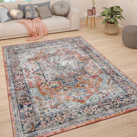 Paco Home Teppich Wohnzimmer Kurzflor Vintage Pastell Modernes Orientalisches Muster 60x100 cm, Rot 4
