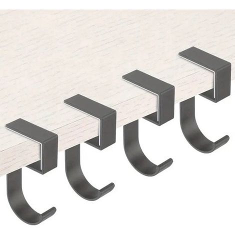 Paquete de 4 ganchos para debajo del escritorio Metal resistente, sin agujeros Organizador perfecto para la oficina/hogar (1/3)