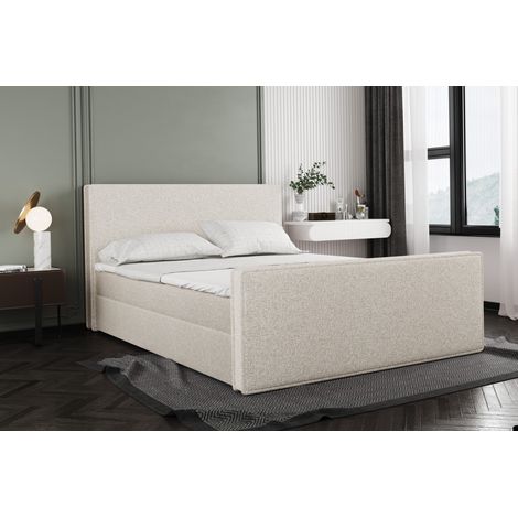 Boxspringbett mit bettkasten und matratze + topper LILA stof Puente Beige 180x200 cm (1/3)