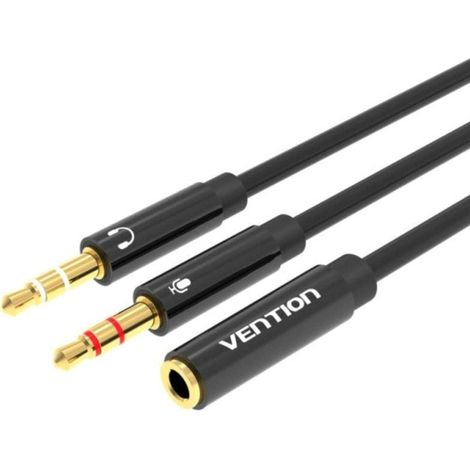 Venzione Cavo Stereo BBTBY/ 2x Jack 3,5 Maschio -- Jack 3,5 Femmina/ 30cm/ Nero