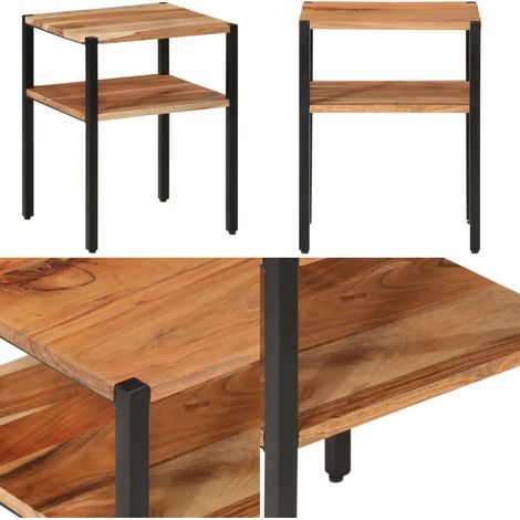 Beistelltisch 35x35x45 cm Massivholz Akazie und Eisen - Holz Beistelltisch - Wohnzimmermöbel - Akasie Möbel - Dekorationstisch - Nachttisch - Home & Living (1/5)