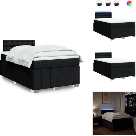 Sommier à lattes de lit avec matelas noir 120x190 cm tissu - Sommier À Lattes De Lit - Sommiers À Lattes De Lit - Lit - Meuble De Chambre À Coucher (1/5)