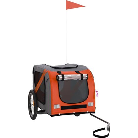 Remolque de bicicleta mascotas hierro tela Oxford naranja negro vidaXL