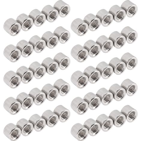 Jeu de 50 écrous cylindriques à filetage intérieur M61.0-10-L8mm en acier inoxydable 304 (1/5)