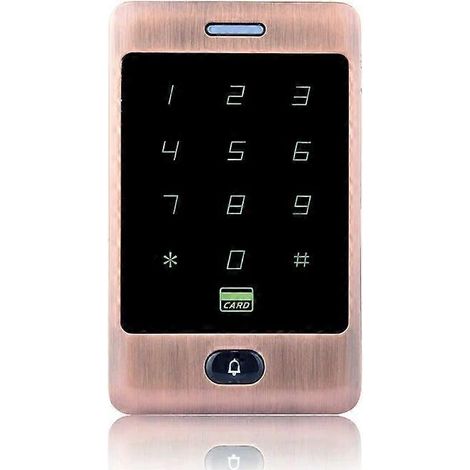 Clavier de contrôle d'accès RFID étanche en métal pour porte, 8 000 utilisateurs, lecteur de cartes 125 kHz, porte-clés inclus, or rose (1/5)