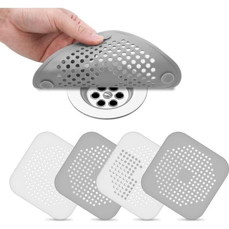 Lot de 4 filtres de vidange en silicone, filtre d'évier avec ventouse, filtre de vidange de baignoire, filtre à cheveux et anti-colmatage pour lavabo (1/5)