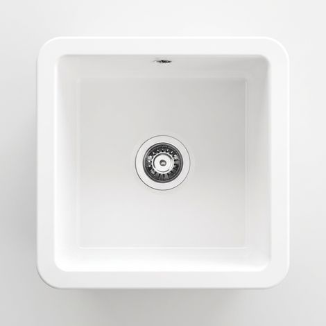 Lavello cucina a incasso in ceramica con 1 vasca 45.7x45.7 cm finitura bianco - Giovy (1/5)