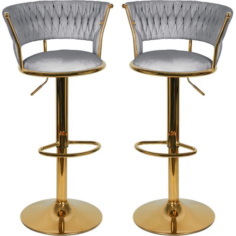 ® Tabouret Bar, Lot de 2 Chaises de Bar, Chaise Haute Cuisine pour Salle à Manger, Salon, Bistro, gris (1/5)