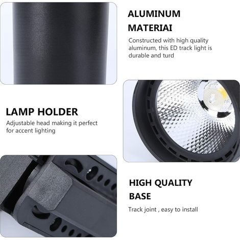 Veilleuse 20W LED Track Light COB Light Plafond Spotlight Magasin de vêtements Spotlight Wall Light Exhibition (Noir) (1/4)