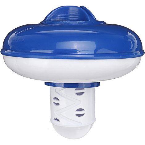 Diffuseur de chlore flottant pour spa et piscine, distributeur de pastilles rétractable, en PP, bleu et blanc, 13,5x8,5 cm, 130 g