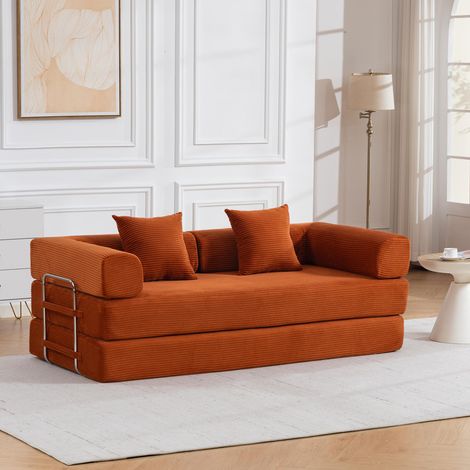 Canapé convertible modulable en velours côtelé avec coussins (1/5)