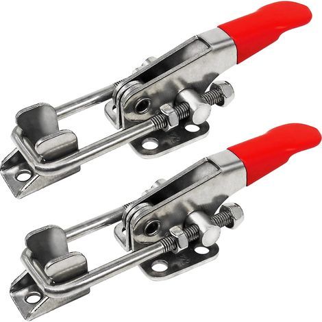 Set of 2 Heavy-Duty Toggle Clamps, Made of 304 Stainless Steel, Adjustable, with U-Bolt and Quick-Release Latch (1/4)