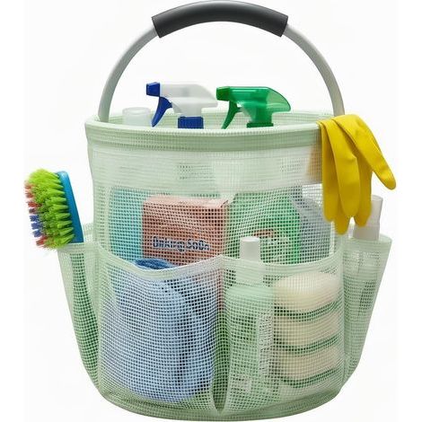 Panier de rangement pliable à main avec 6 compartiments pour camping, pique-nique et plage Vert transparent (1/5)
