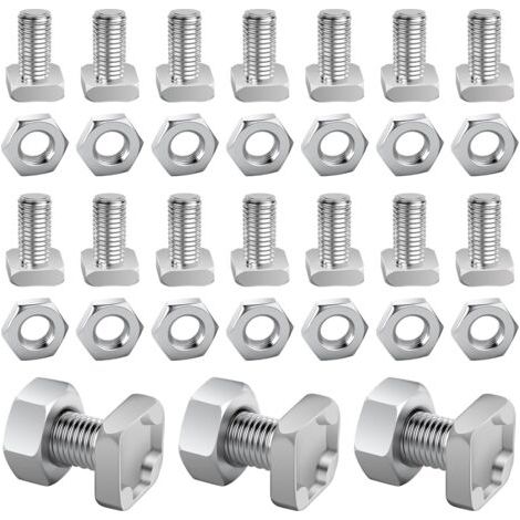 Boulons et écrous de serre 100Pack, boulons et écrous à tête carrée en aluminium, pièces de kit de réparation pour la fixation de serre et de jardin (1/5)