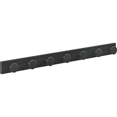 ACAZA Porte-manteau long avec 7 boutons, porte-manteau mural, noir (1/5)