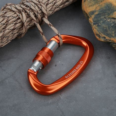 XINDA Connecteur de sécurité en forme de D Accessoires de protection pour l'escalade (Orange) (1/5)