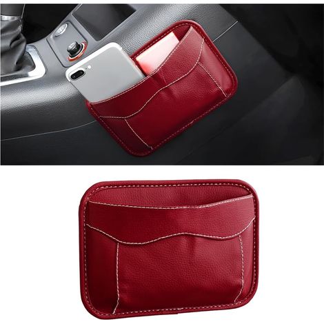 Organisateur de poche latérale pour siège auto, mini sac de rangement en cuir PU pour portière, fenêtre ou console centrale, porte-stylo/téléphone, pochette de rangement pour espace entre le siège et  (1/5)