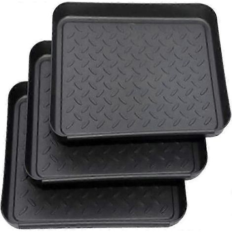 35 x 27 x 3 cm großes Set aus 3 Kunststoff-Schuhregalen mit Abtropfschale und kleiner Schuhmatte (1/5)