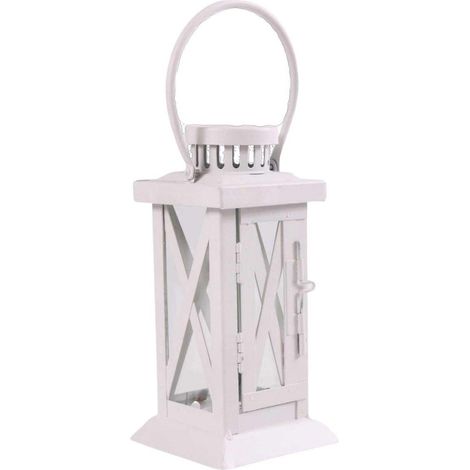 Lanterna in metallo bianca, 10X10H23 cm (kit da 3) (1/2)