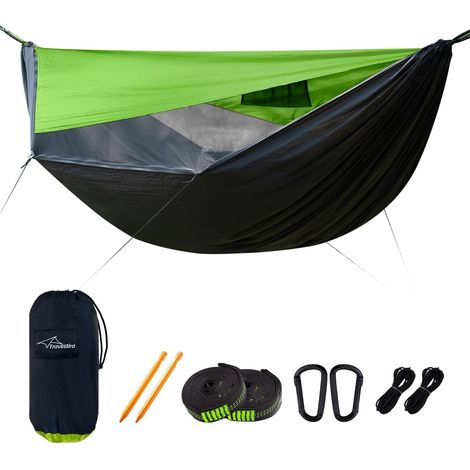 Camping-Hängematte mit Moskitonetz und Sonnenschutz, Outdoor-Hängematte mit Baumgurten und Firstseil, ultraleichte, tragbare Hängematten für Camping, Wandern, Garten und Reisen