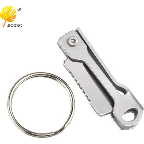 Couteau pliant miniature à tête carrée en acier inoxydable avec porte-clés, couteau pliant tranchant et portable
