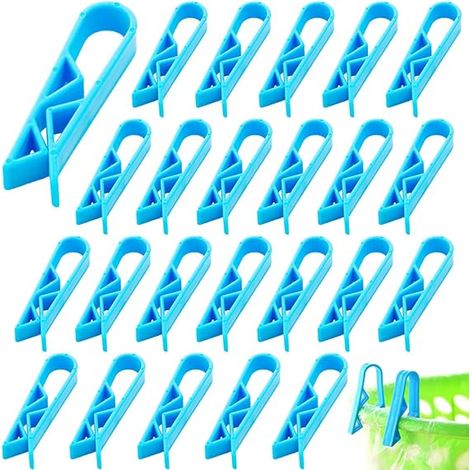 Lntyq 40 Stück Kunststoff-Clips zum Verschließen von Müllsäcken, blaue Mülleimer-Halter aus Kunststoff, praktische Müllsack-Clips, Lebensmittel-Clips und Versiegelung, Müllsack-Befestigung (1/5)