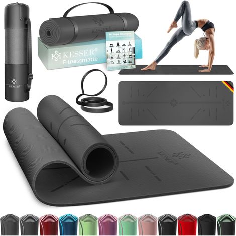 KESSER® Tapis gymnastique TPE, 183 x 61 cm - anthracite / anthracite (1/5)