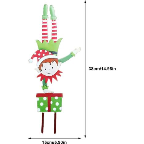 Piquet de jardin lutin de Noël, gnome de Noël en métal, ornement de jardin lutin en fer forgé, décoration extérieure pour les fêtes (1/5)